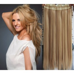 24 inches one piece full head 5 clips clip in hair weft extensions straight – mixed blonde